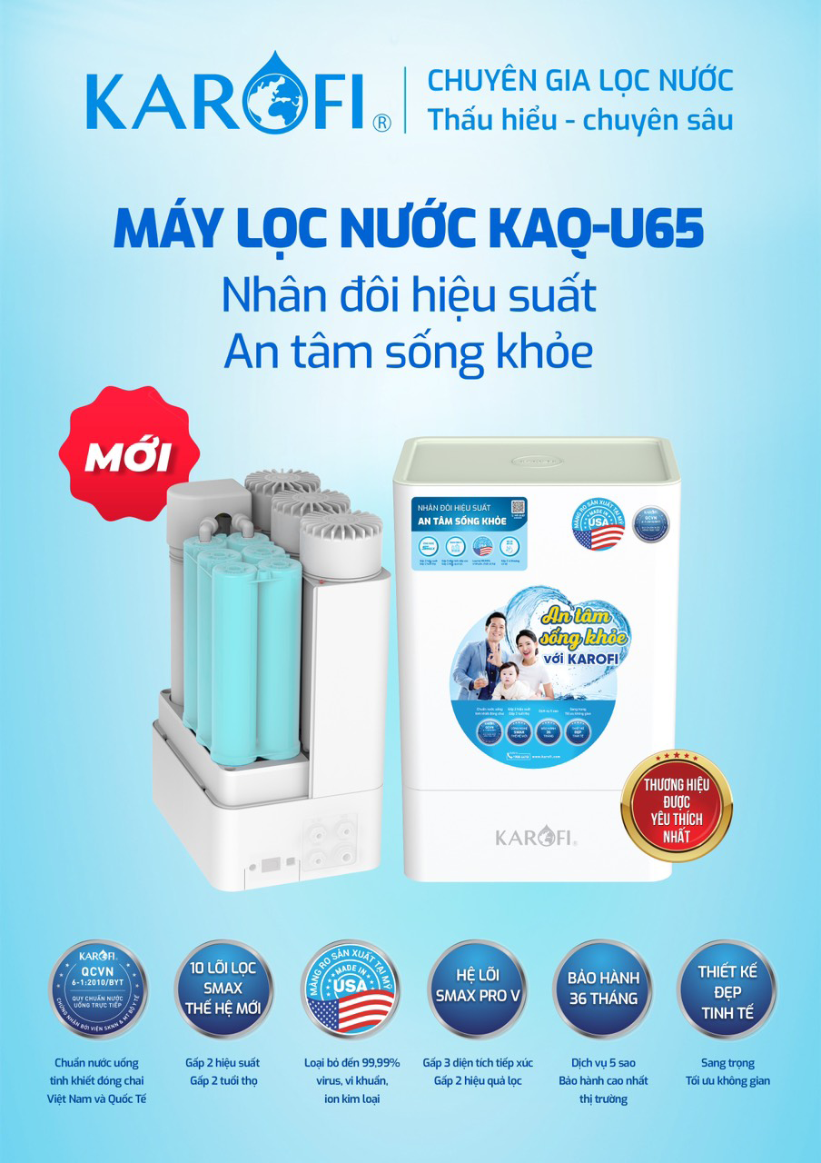 Máy lọc nước Karofi KAQ-U65 - 10 Lõi Mẫu Mới Nhất 2023