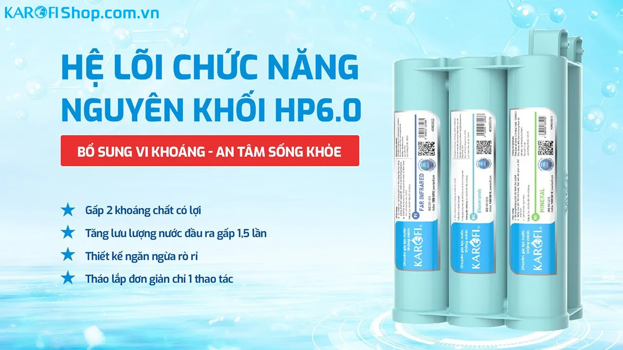 Máy lọc nước nóng nguội Karofi KAH-H58S-11 lõi lọc