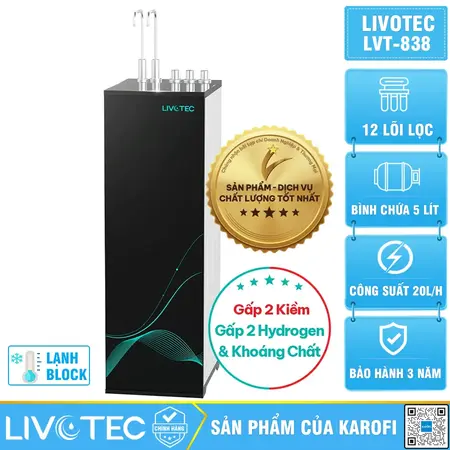 Máy lọc nước nóng lạnh Livotec 838 - 12 Lõi Lọc, Mẫu mới 2026