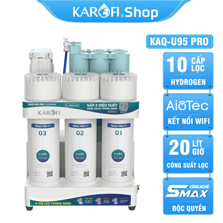 Máy lọc nước Karofi KAQ-U95 Pro - 10 lõi lọc, Vòi LED