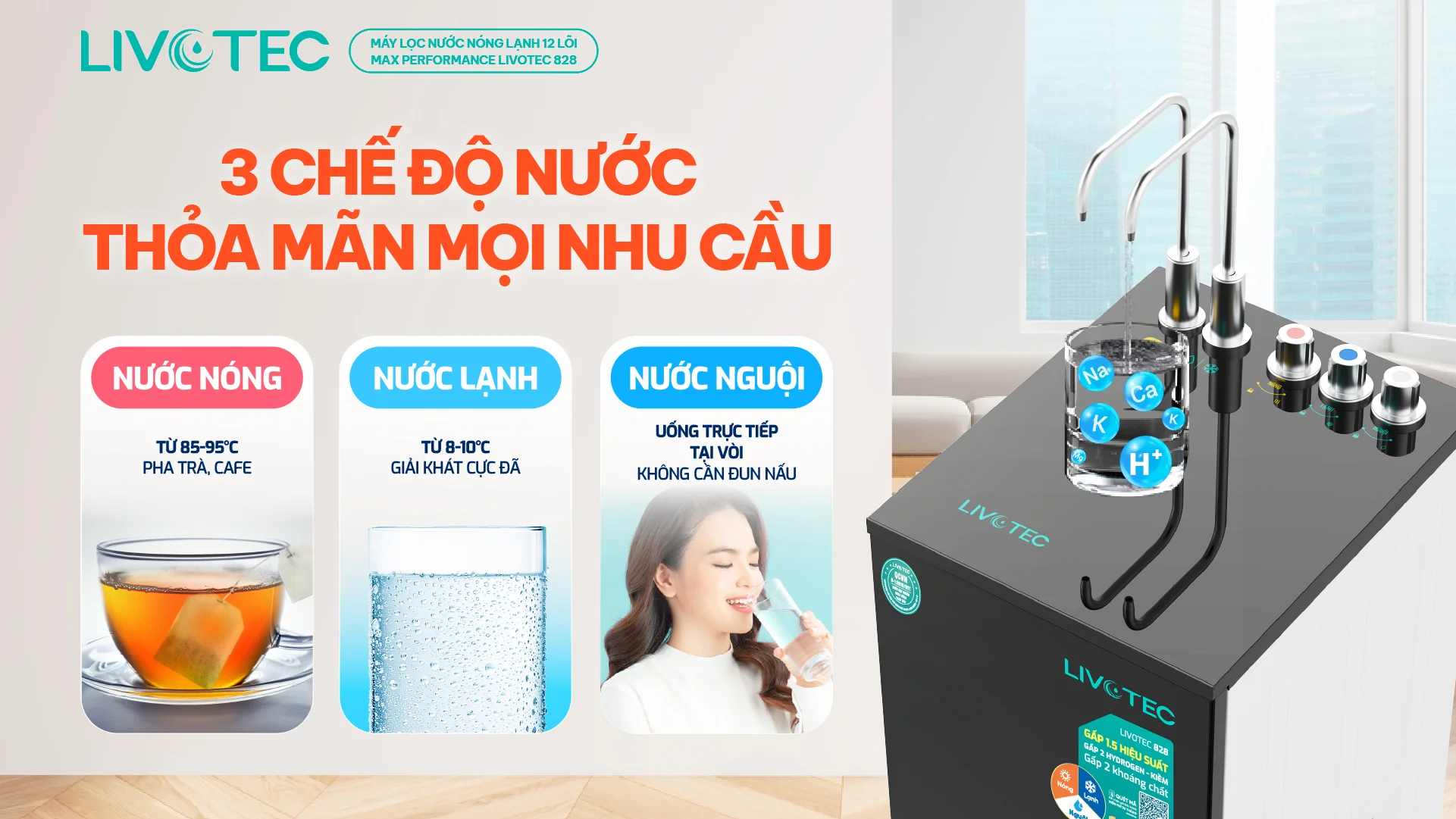 Máy lọc nước nóng lạnh Livotec 828