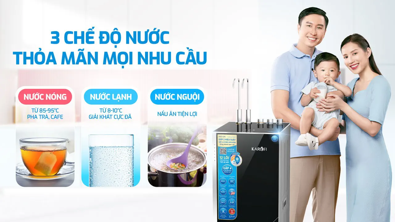 3 chế độ nóng lạnh nguội Máy lọc nước Karofi KAD-L85