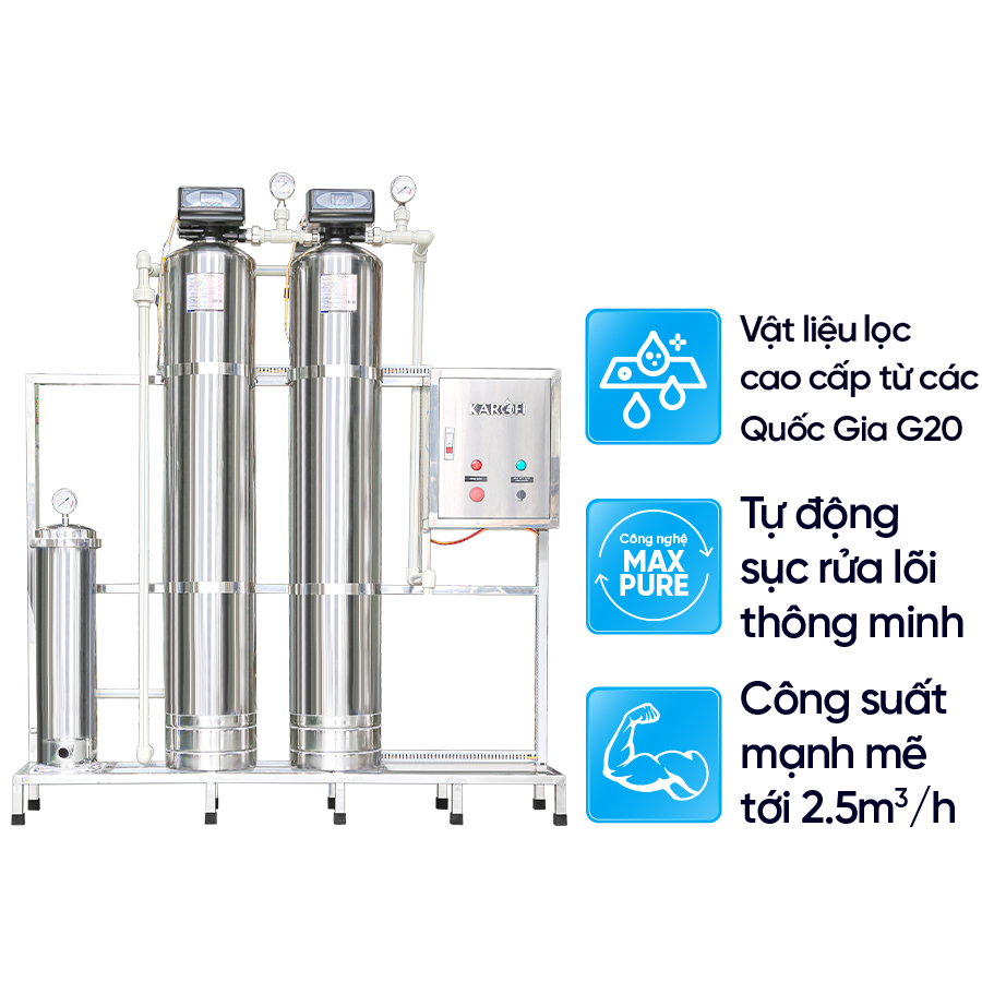 Máy lọc nước đầu nguồn Karofi KTF-332i - Cột inox 304 chống gỉ sét