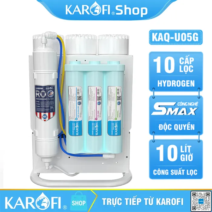 Máy lọc nước Karofi KAQ-U05G - 10 Lõi Mẫu Mới 2023