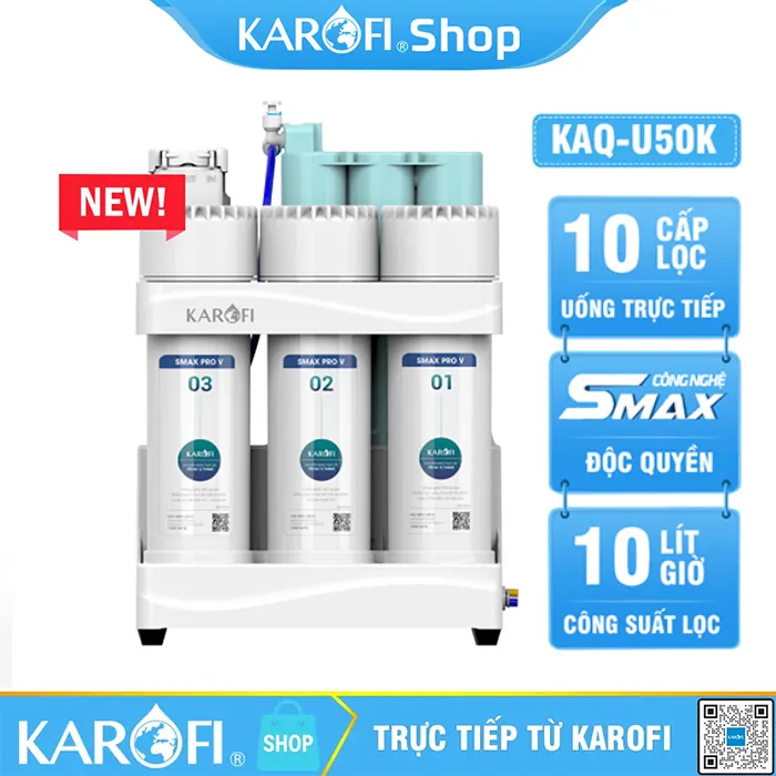 Máy lọc nước Karofi KAQ-U50K - 10 Lõi Mẫu Mới 2024